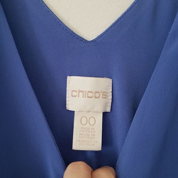Chico's Dusty Blue Asymmetric Shift Dress 00 Small - Picture 7 of 10